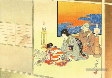 cartes à jouer Fuku Zukushi 1901 Toyohara Chikanobu Bijin okubi e Peinture à l'huile